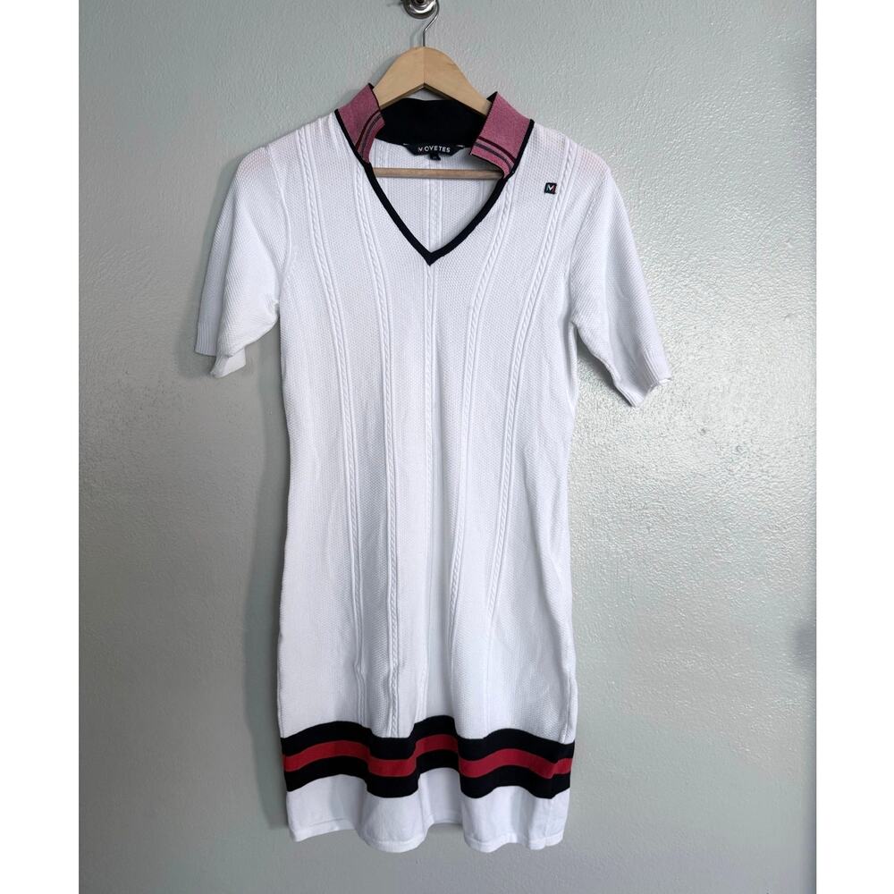 MOVETES white nylon cricket pickleball athletic golf preppy polo sport dress